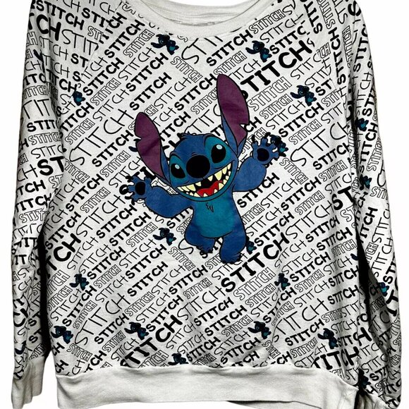 Disney Stitch Women's Cotton Long Sleeve Pullover Sweatshirt Crew Neck Size S - Picture 1 of 5